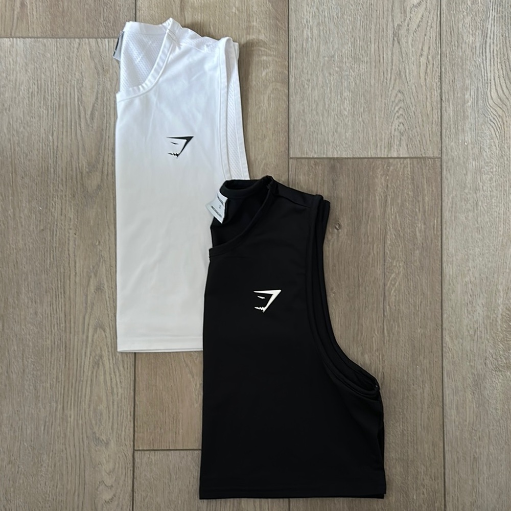 Gymshark Black and White Crop Tanks